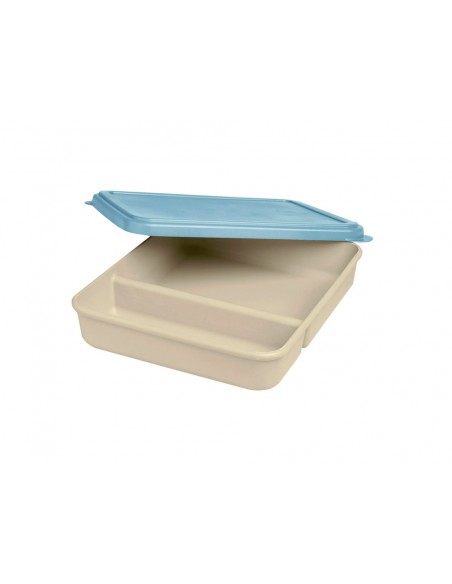 Fiambrera exacompta reutilizable 2 compartimentos color beig con tapa color azul biodegradable 250x210x50 Fiambrera exacompta reutilizable 2 compartimentos color beig con tapa color azul biodegradable 250x210x50