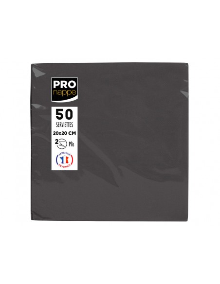 Servilleta pronappe celulosa micro grofada 20x20 cm 2 capas color negro paquete de 50 unidades