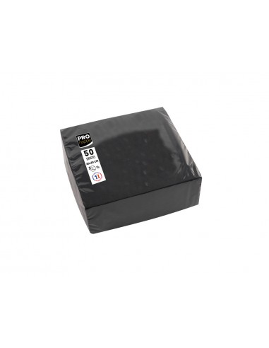 Servilleta pronappe celulosa micro grofada 20x20 cm 2 capas color negro paquete de 50 unidades