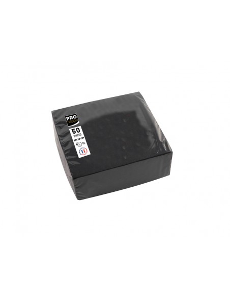 Servilleta pronappe celulosa micro grofada 20x20 cm 2 capas color negro paquete de 50 unidades