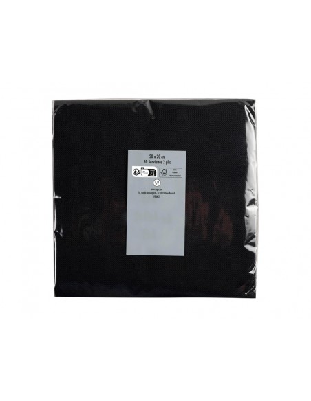 Servilleta pronappe celulosa micro grofada 20x20 cm 2 capas color negro paquete de 50 unidades