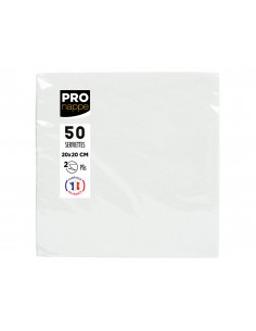 Servilleta pronappe celulosa micro grofada 20x20 cm 2 capas color blanco paquete de 50 unidades