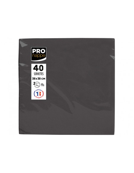Servilleta pronappe celulosa micro grofada 38x38 cm 2 capas color negro paquete de 40 unidades