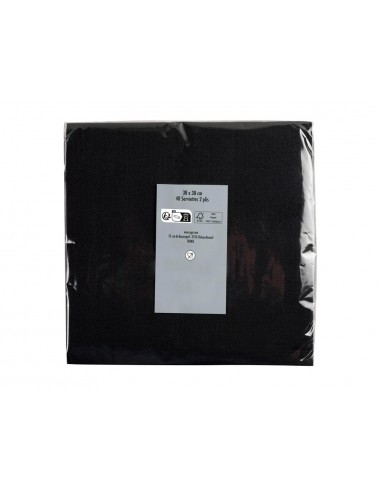 Servilleta pronappe celulosa micro grofada 38x38 cm 2 capas color negro paquete de 40 unidades