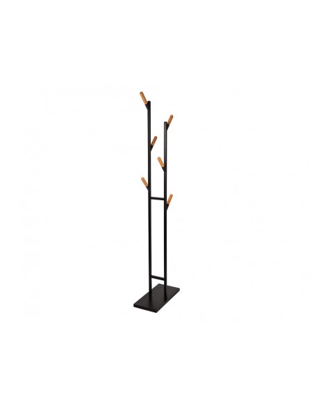 Perchero metalico maul rima pie 6 colgadores de madera color negro 1840x480x230 mm