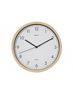 Reloj maul grain de pared redondo 30 cm diametro cuarzo marco madera natural clara