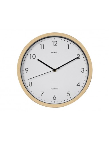 Reloj maul grain de pared redondo 30 cm diametro cuarzo marco madera natural clara