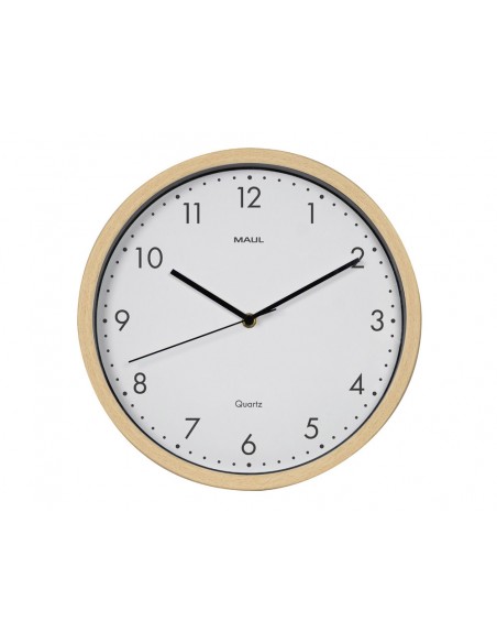 Reloj maul grain de pared redondo 30 cm diametro cuarzo marco madera natural clara