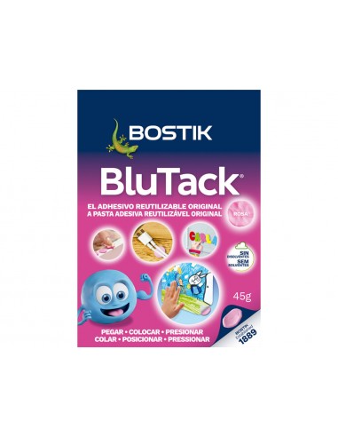 Sujetacosa masilla bostik blu tack rosa blister de 45 gr
