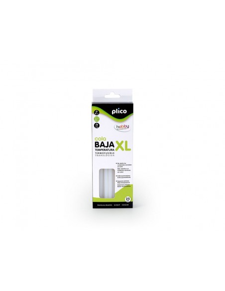 Barra termofusible plico cola mini xl baja temperatura 8 mm diametro x 200 mm de alto blister de 25 unidades