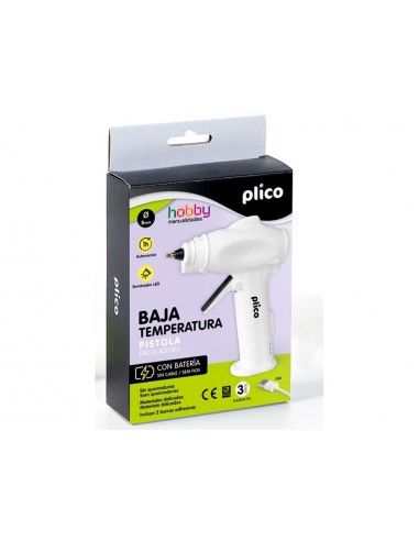 Pistola de silicona mini plico baja temperatura con bateria y led 25w