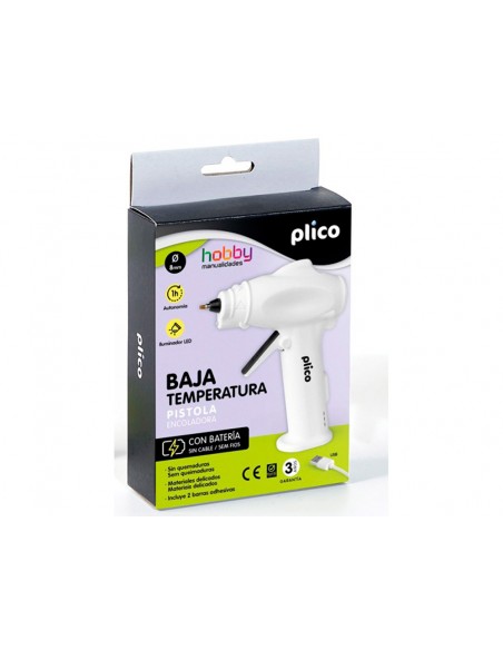 Pistola de silicona mini plico baja temperatura con bateria y led 25w