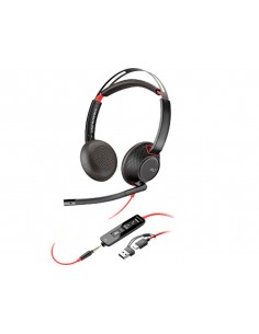 Auriculares poly con cable blackwire 5220 usb-c conexion 3,5 mm adaptador usb-c/a