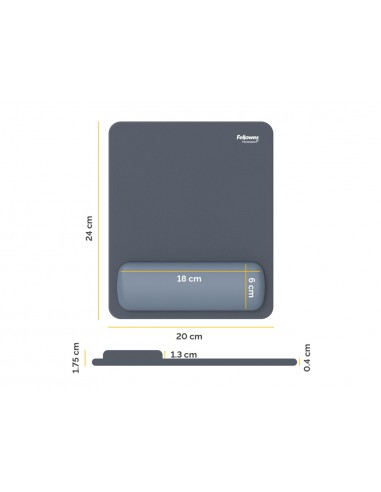 Alfombrilla para raton fellowes con reposamuñecas breyta azul 250x210x25 mm