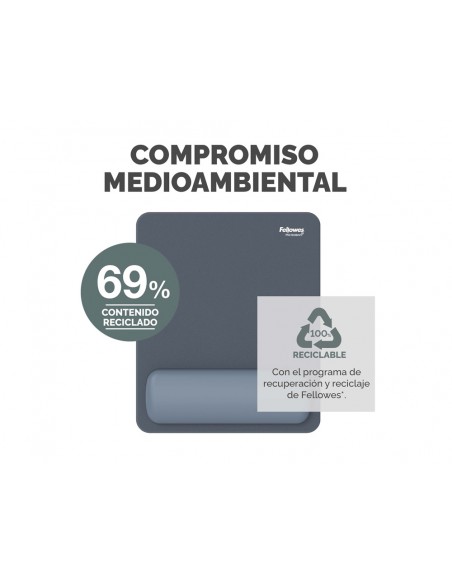 Alfombrilla para raton fellowes con reposamuñecas breyta azul 250x210x25 mm Alfombrilla para raton fellowes con reposamuñecas breyta azul 250x210x25 mm