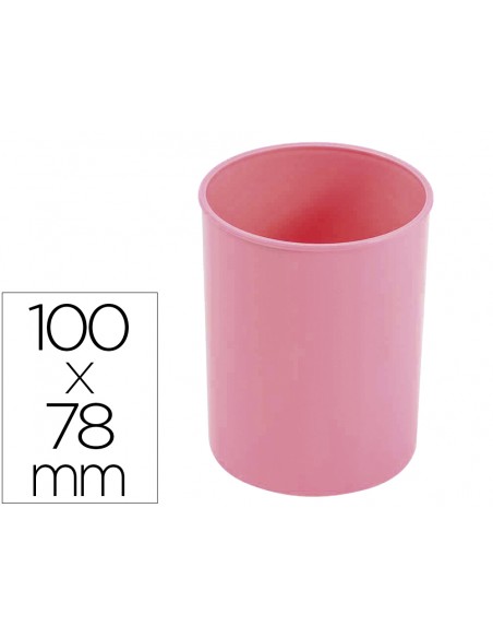 Cubilete portalapices faibo rosa pastel opaco plastico diametro 78 mm alto 100 mm