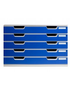 Modulo cajones sobremesa exacompta system 5 cajones poliestireno din a3 azul/gris 350x288x320 mm