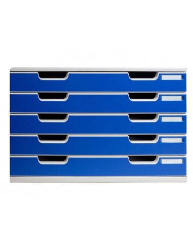 Modulo cajones sobremesa exacompta system 5 cajones poliestireno din a3 azul/gris 350x288x320 mm