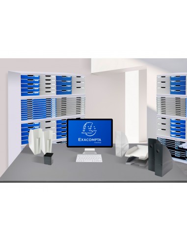 Modulo cajones sobremesa exacompta system 5 cajones poliestireno din a3 azul/gris 350x288x320 mm