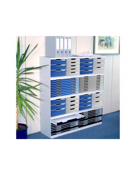 Modulo cajones sobremesa exacompta system 5 cajones poliestireno din a3 azul/gris 350x288x320 mm