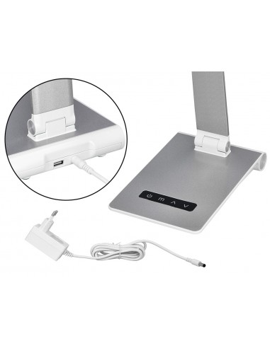 Lampara de escritorio q-connect sirio led 13w 800 lmtactil 3 niveles de color brillo regulable color plata