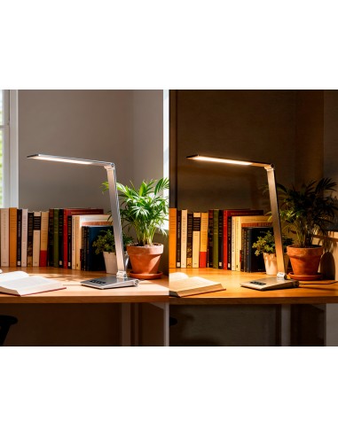 Lampara de escritorio q-connect sirio led 13w 800 lmtactil 3 niveles de color brillo regulable color plata