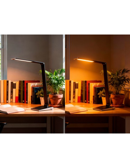 Lampara de escritorio q-connect sirio led 13w 800 lmtactil 3 niveles de color brillo regulable color negro Lampara de escritorio q-connect sirio led 13w 800 lmtactil 3 niveles de color brillo regulable color negro