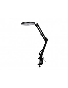 Lampara de escritorio q-connect hadar led 8w 380lm aluminio con pinza y lupa brazo doble color negro
