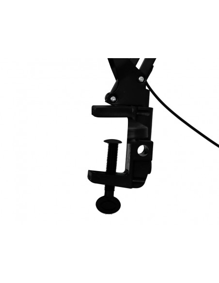 Lampara de escritorio q-connect rigel led 8w 320 lm aluminio con pinza brazo doble3 articulaciones color negro