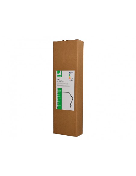 Lampara de escritorio q-connect rigel led 8w 320 lm aluminio con pinza brazo doble3 articulaciones color negro