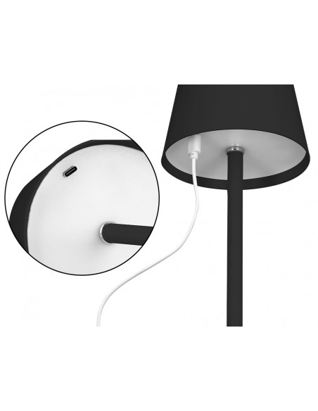 Lampara de escritorio q-connect nova led 2w 200 lm metalica tactil recargable usb-c color negro Lampara de escritorio q-connect nova led 2w 200 lm metalica tactil recargable usb-c color negro