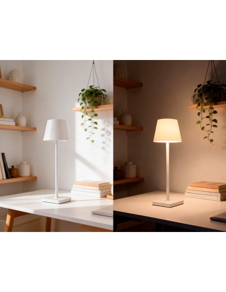 Lampara de escritorio q-connect nova led 2w 200 lm metalica tactil recargable usb-c color blanco