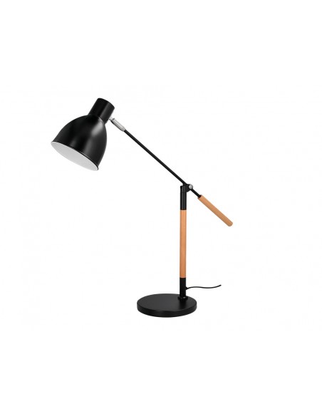 Lampara de escritorio q-connect deneb metalica con detalles de madera interruptor2 articulaciones color negro