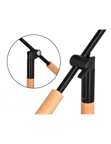 Lampara de escritorio q-connect deneb metalica con detalles de madera interruptor2 articulaciones color negro