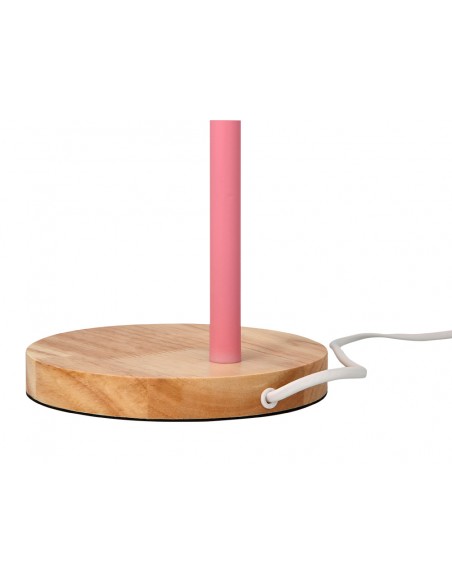 Lampara de escritorio q-connect orion metalica con detalles de madera brazo flexible color rosa Lampara de escritorio q-connect orion metalica con detalles de madera brazo flexible color rosa