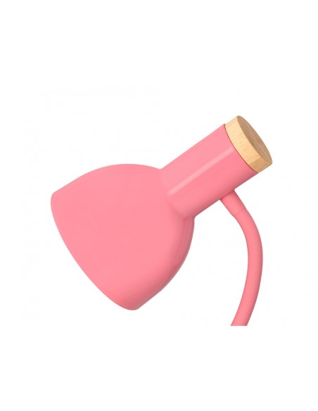 Lampara de escritorio q-connect orion metalica con detalles de madera brazo flexible color rosa Lampara de escritorio q-connect orion metalica con detalles de madera brazo flexible color rosa