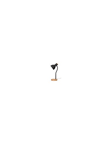 Lampara de escritorio q-connect orion metalica con detalles de madera brazo flexible color negro