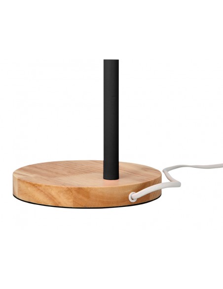 Lampara de escritorio q-connect orion metalica con detalles de madera brazo flexible color negro