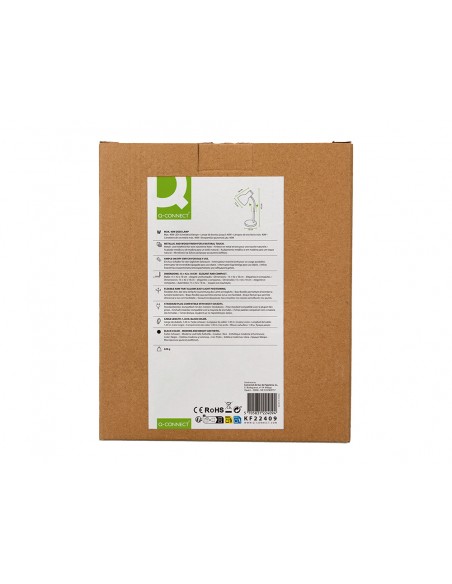 Lampara de escritorio q-connect orion metalica con detalles de madera brazo flexible color negro