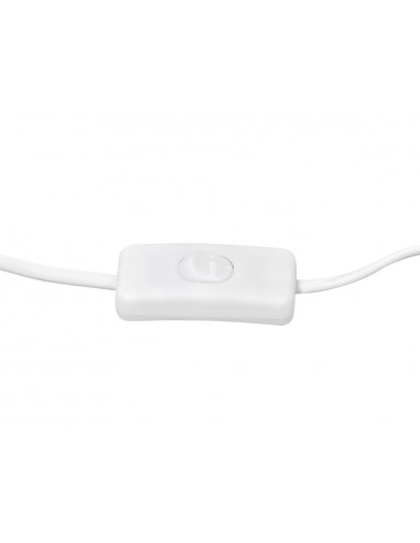 Lampara de escritorio q-connect orion metalica con detalles de madera brazo flexible color blanco