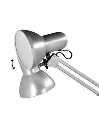 Lampara de escritorio q-connect antares metalica conpinza interruptor brazo doble 3 articulaciones color plata