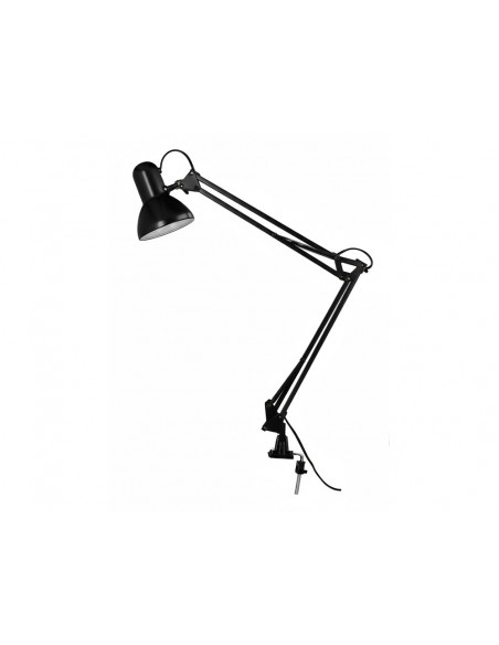 Lampara de escritorio q-connect antares metalica conpinza interruptor brazo doble 3 articulaciones color negro Lampara de escritorio q-connect antares metalica conpinza interruptor brazo doble 3 articulaciones color negro
