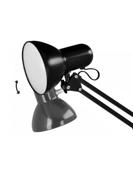 Lampara de escritorio q-connect antares metalica conpinza interruptor brazo doble 3 articulaciones color negro Lampara de escritorio q-connect antares metalica conpinza interruptor brazo doble 3 articulaciones color negro