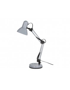 Lampara de escritorio q-connect polaris metalica coninterruptor brazo doble 3 articulaciones color plata