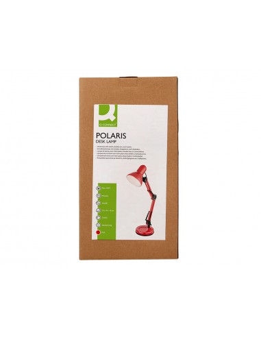 Lampara de escritorio q-connect polaris metalica coninterruptor brazo doble 3 articulaciones color rojo