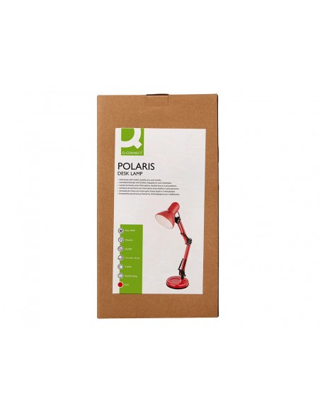 Lampara de escritorio q-connect polaris metalica coninterruptor brazo doble 3 articulaciones color rojo