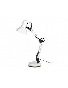 Lampara de escritorio q-connect polaris metalica coninterruptor brazo doble 3 articulaciones color blanco