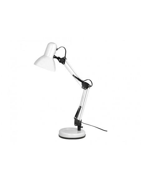 Lampara de escritorio q-connect polaris metalica coninterruptor brazo doble 3 articulaciones color blanco