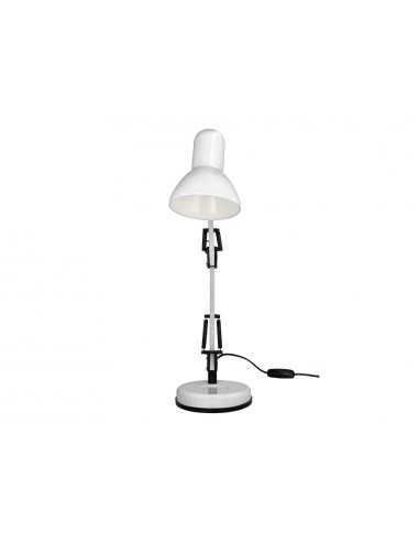 Lampara de escritorio q-connect polaris metalica coninterruptor brazo doble 3 articulaciones color blanco