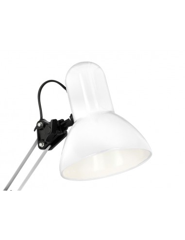 Lampara de escritorio q-connect polaris metalica coninterruptor brazo doble 3 articulaciones color blanco